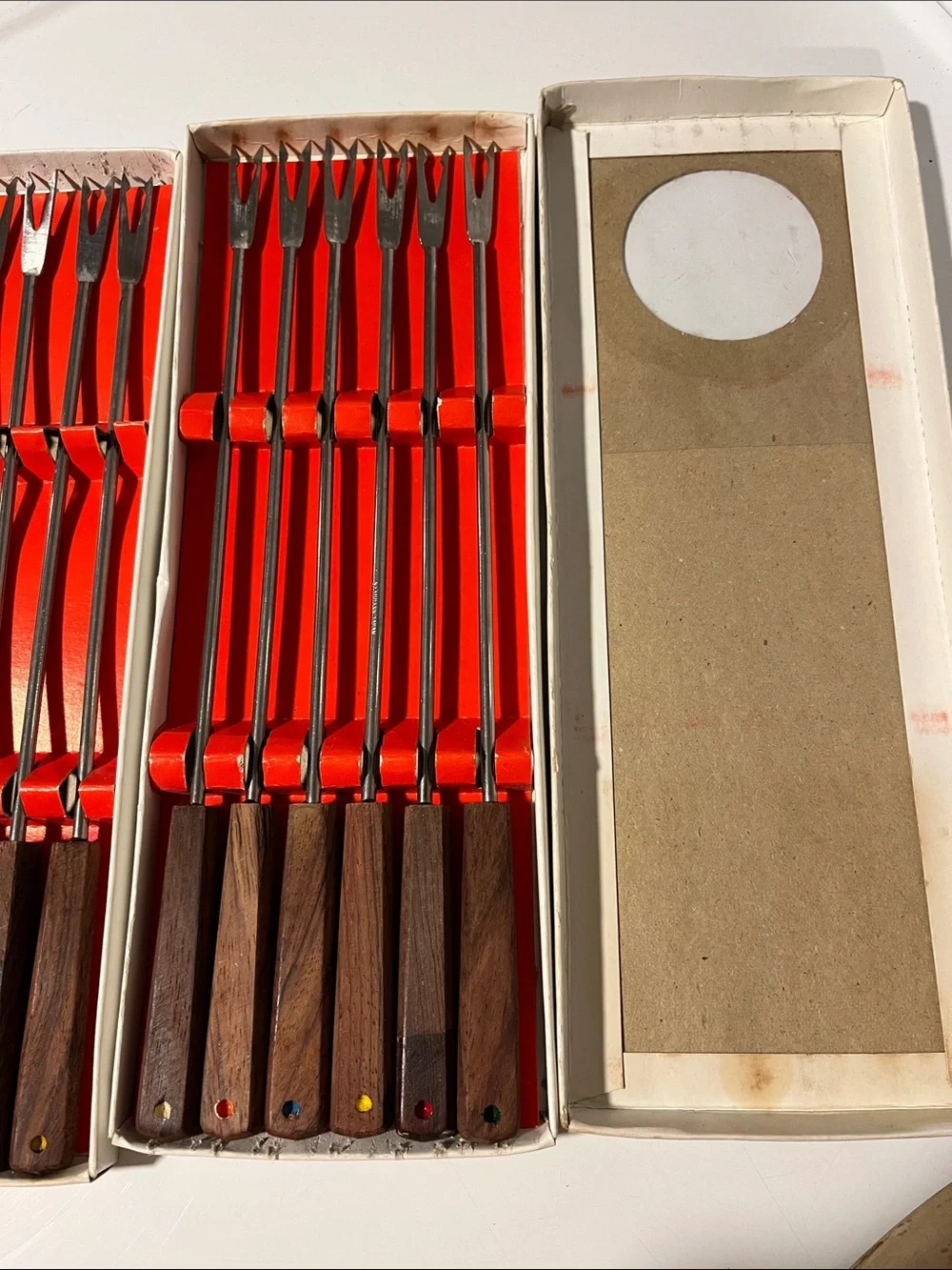 Vintage Fondue Fork Set with Rosewood Handles - 12 Piece 2 boxes